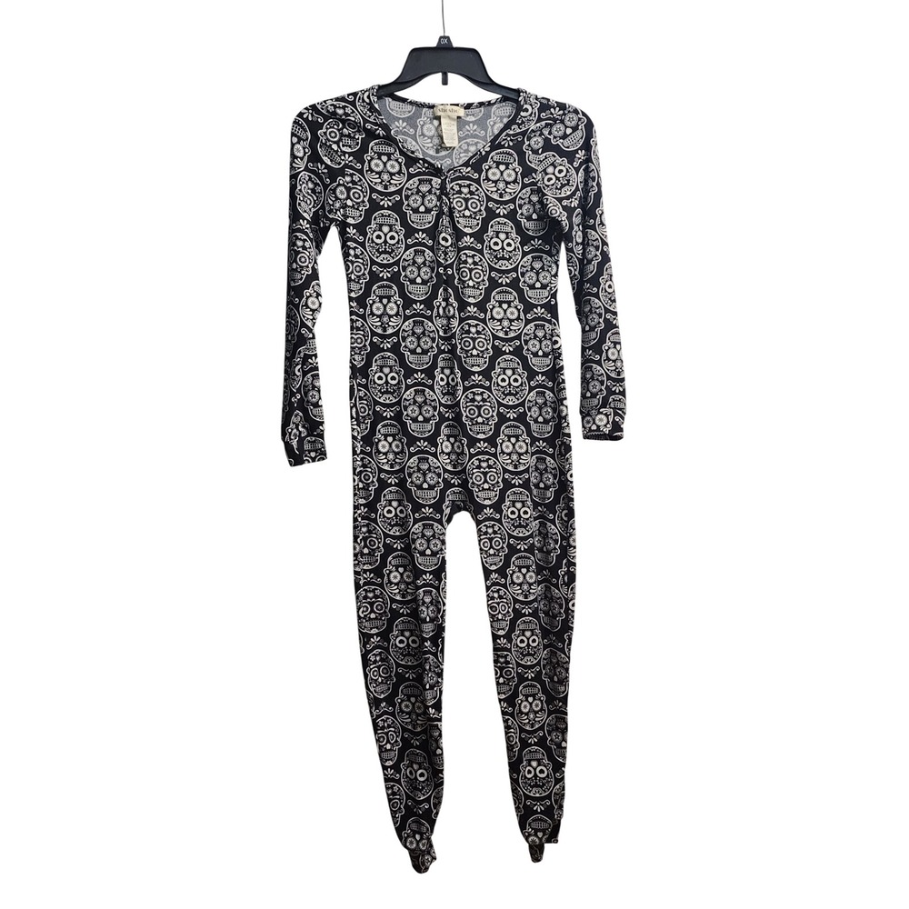 shosho womens skull pattern one piece pajamas sleepwear jumpsuit size‎ m